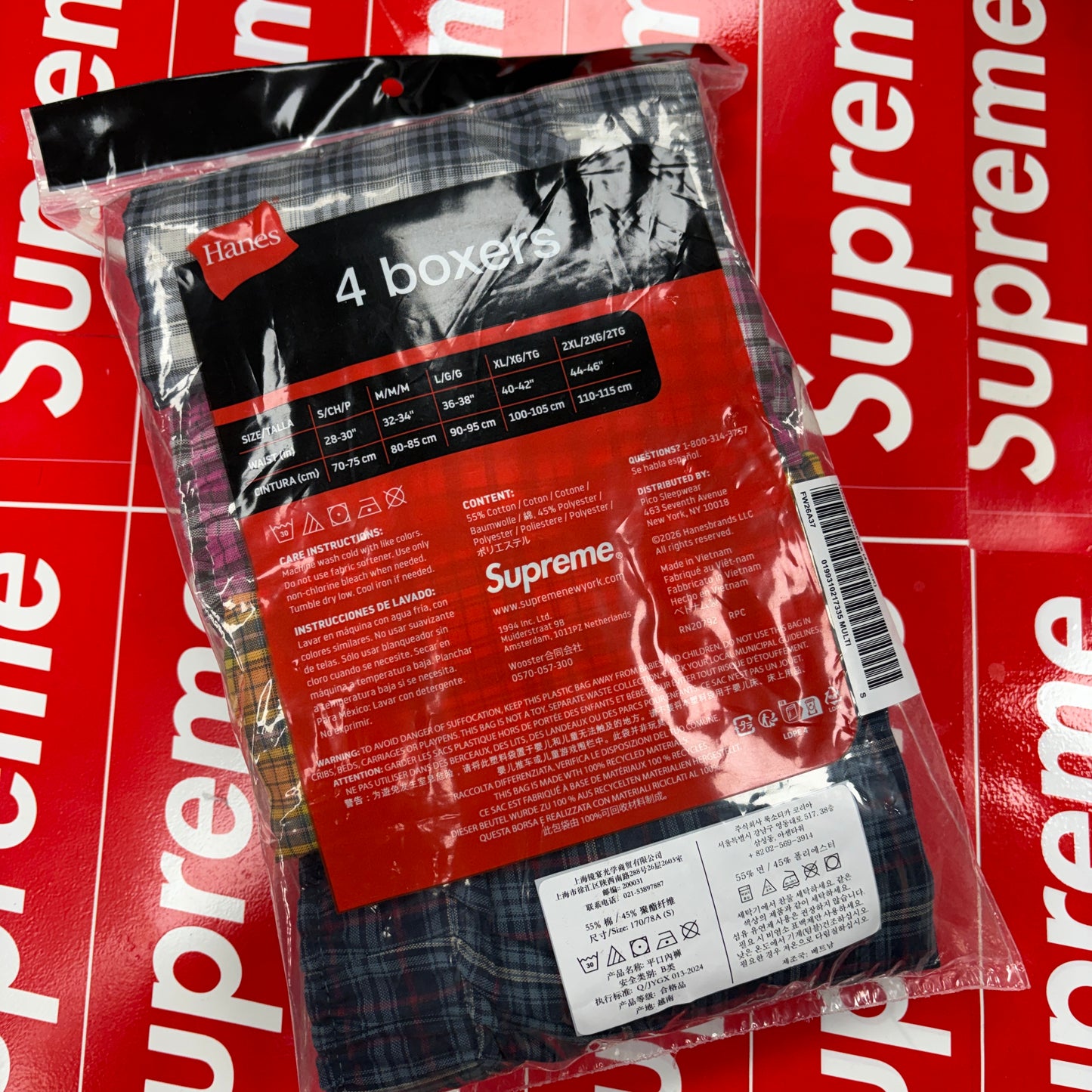 Supreme Hanes Plaid Boxer Briefs (4 Pack)