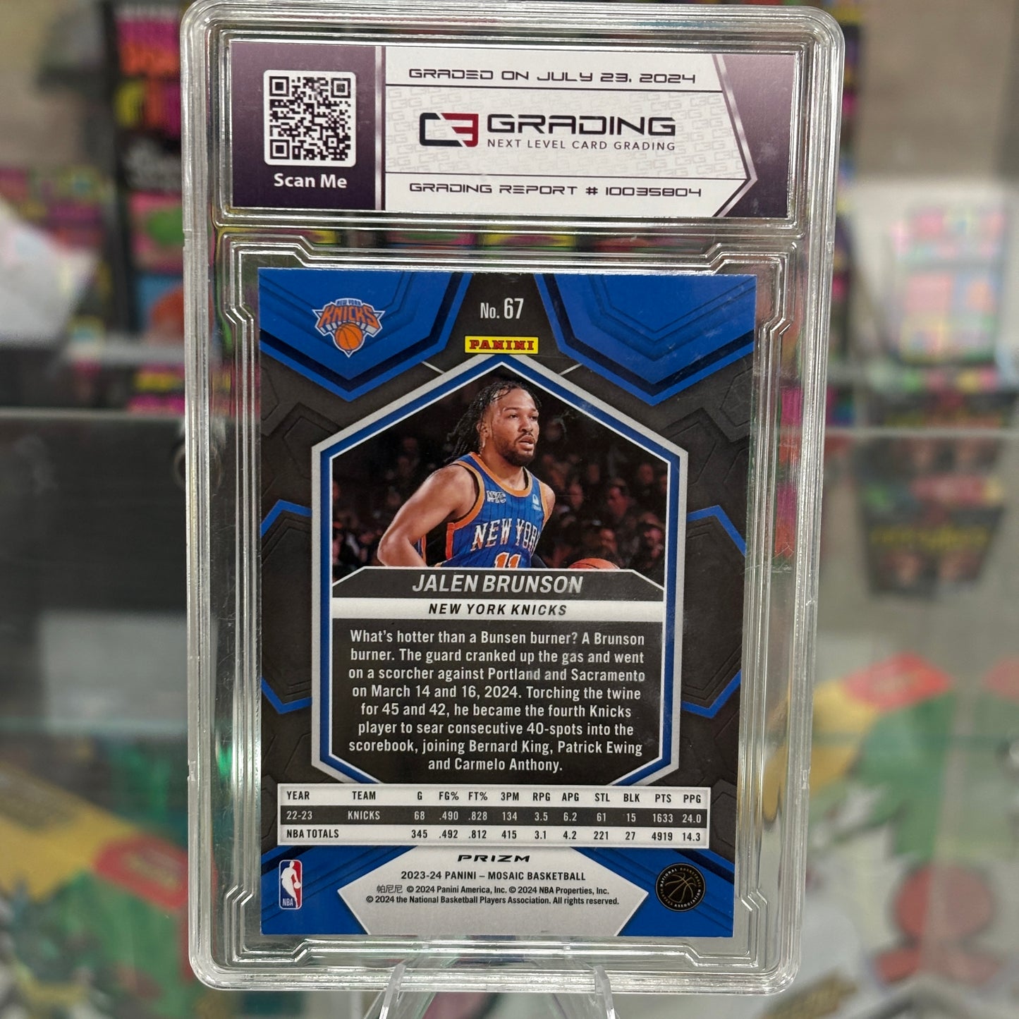 PANINI Jalen Brunson Mosiac Blue Prizm 9