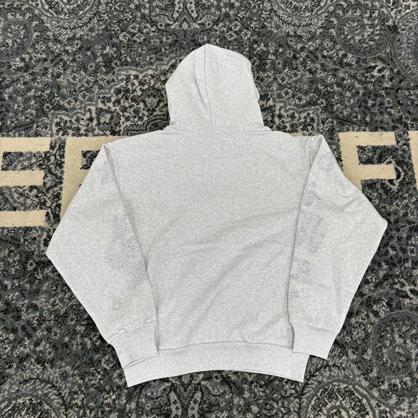 Sp5der Beluga Rhinestone Hoodie Grey