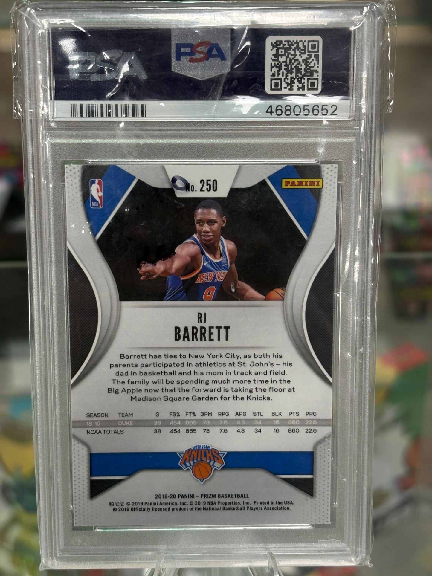PANINI RJ Barrett RC Psa 9 Mint
