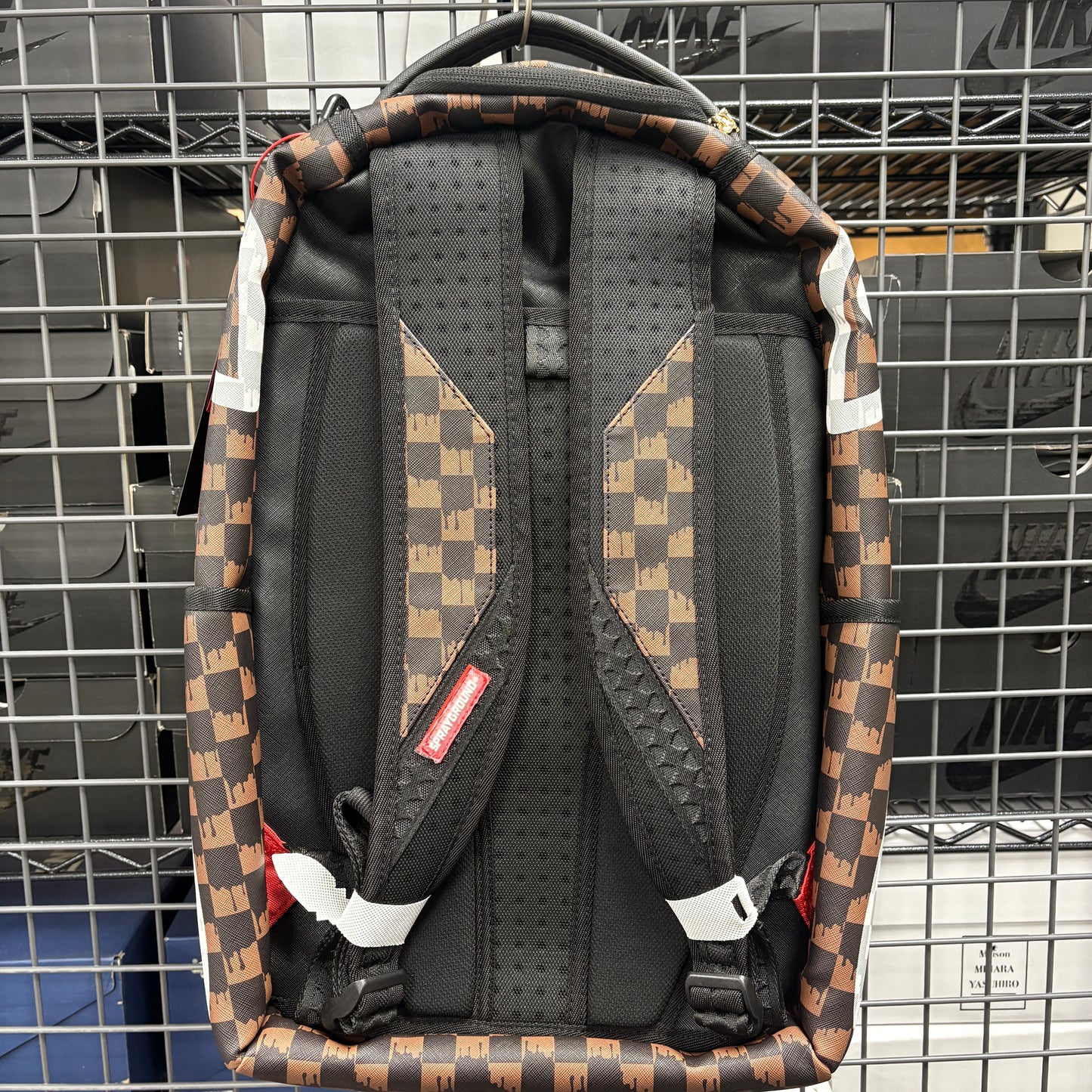 Sprayground Drip Check Shark Backpack Brown/Cream