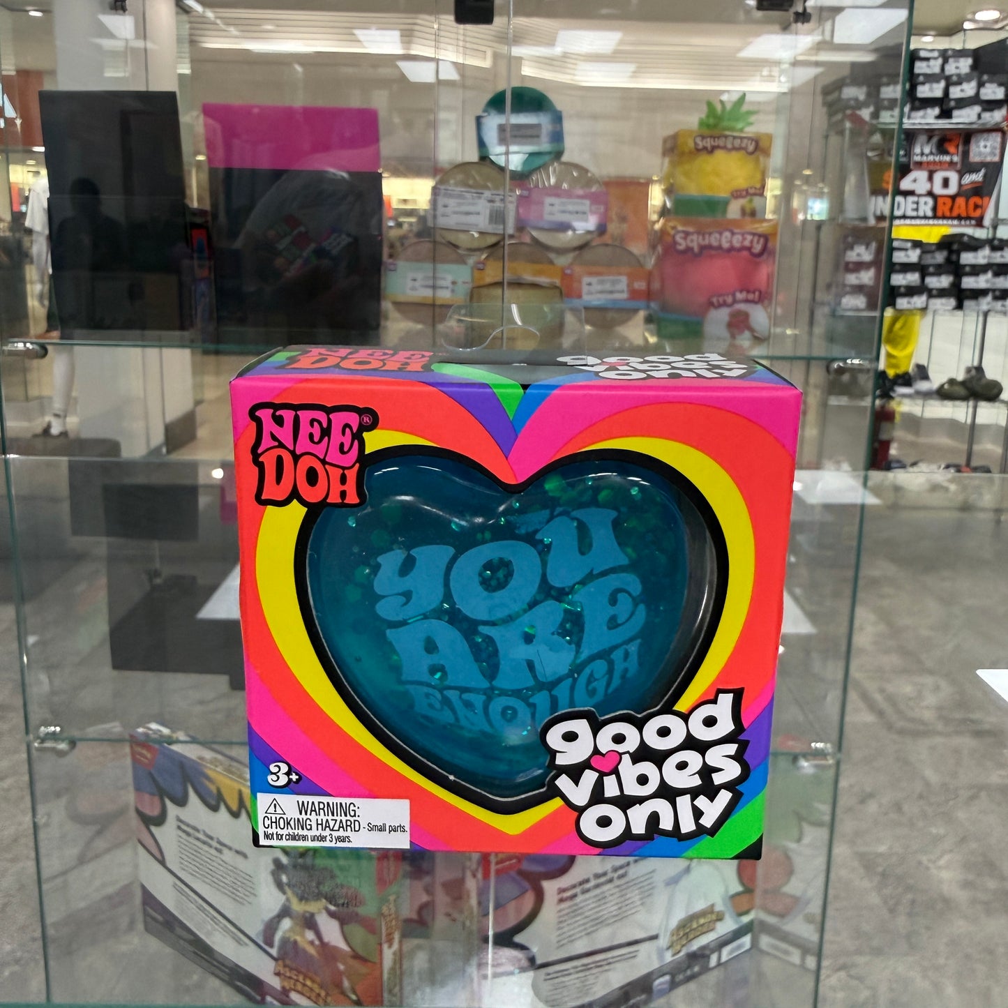 NeeDoh Good Vibes Only Squishy Fidget Toy Blue (Text on Heart May Vary)