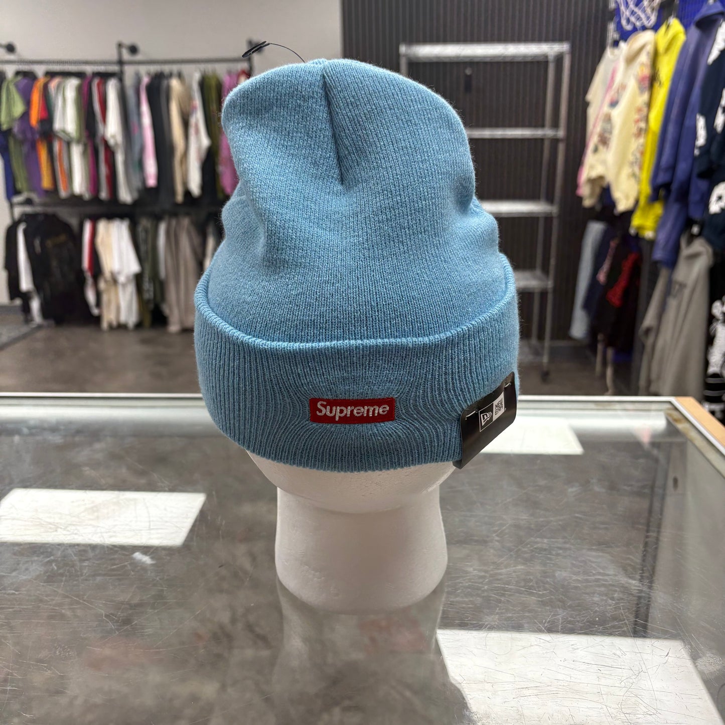 Supreme Cursive Beanie Blue Pink