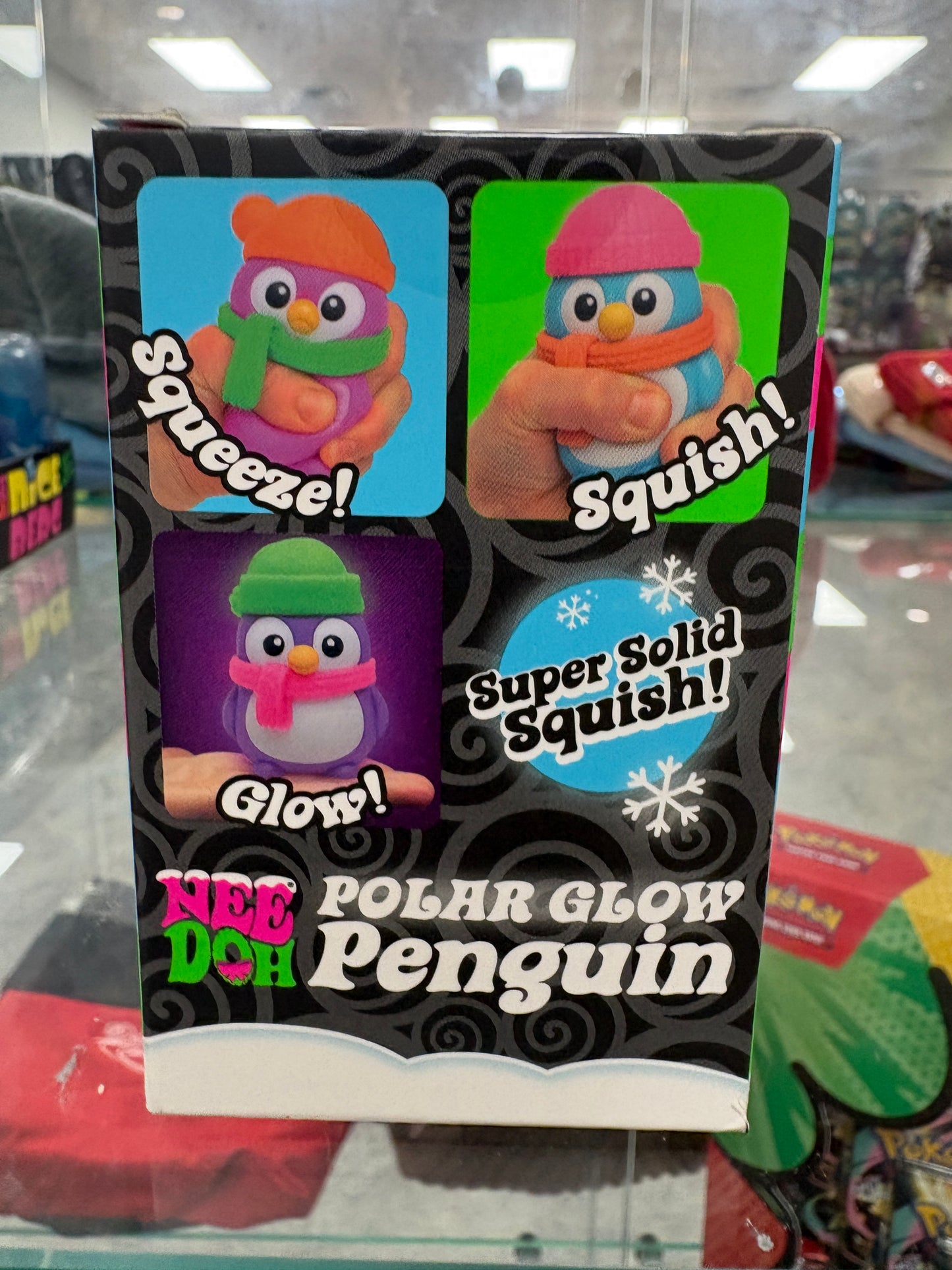 NeeDoh Polar Glow Penguin Squishy Fidget Toy Orange Hat