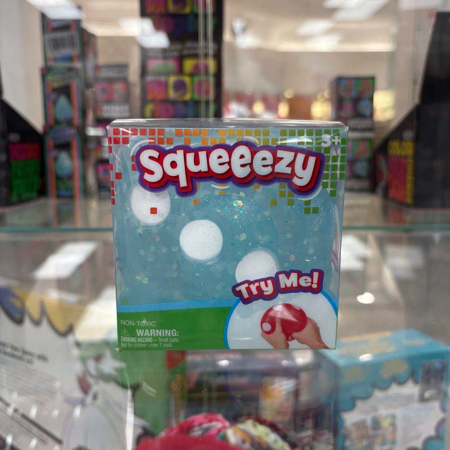 Sunny Days Entertainment Squeezy Blue Glitter Dice Fidget Toy