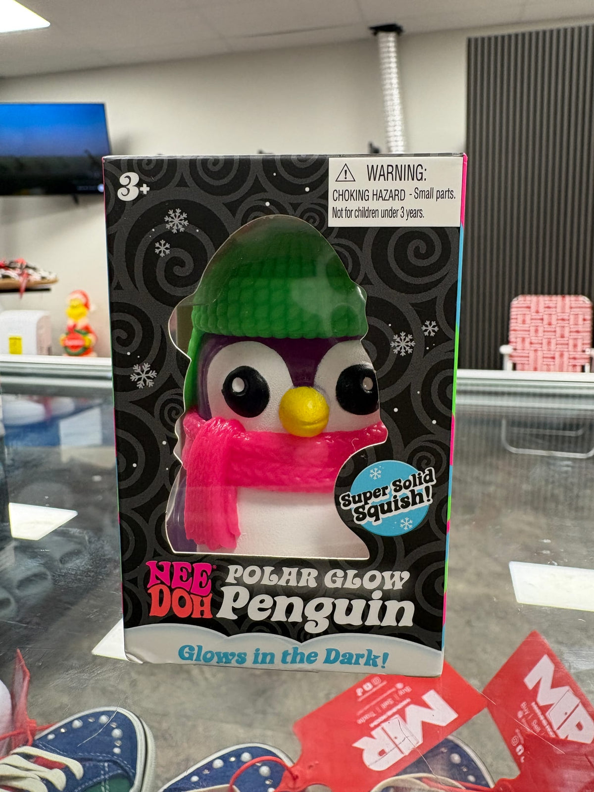 NeeDoh Polar Glow Penguin (Super Solid Squish Sticker) Squishy Fidget Toy Purple