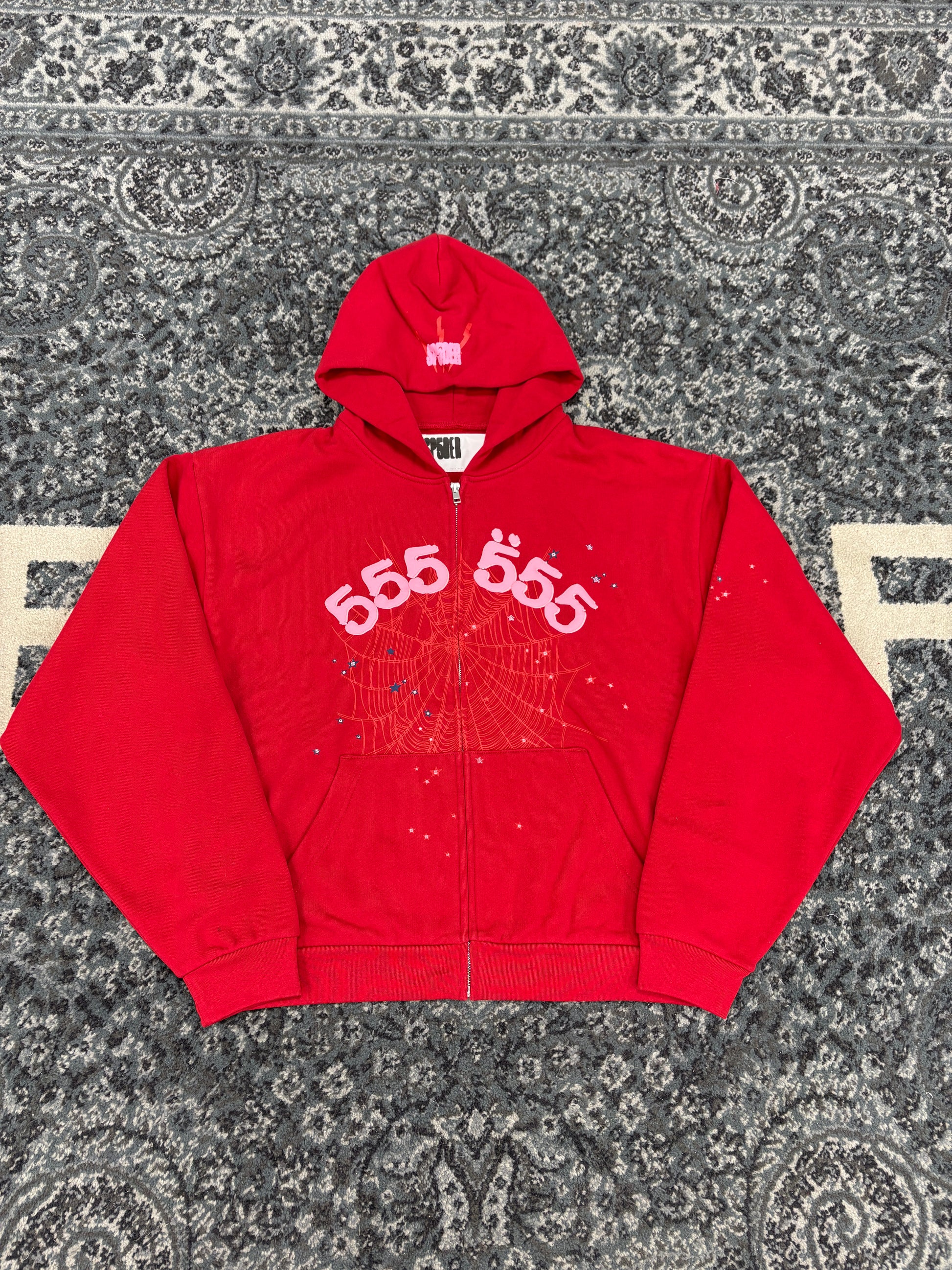 Sp5der Angel Number Zip Hoodie Merlot