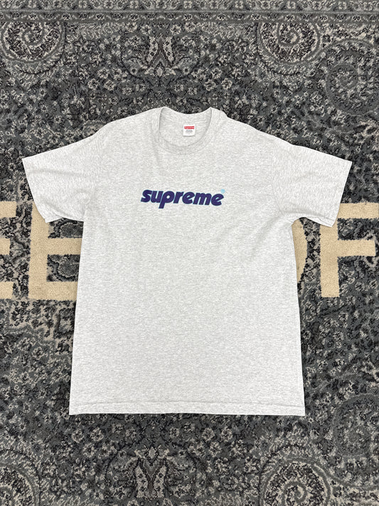 Supreme Purple Logo Tee Grey