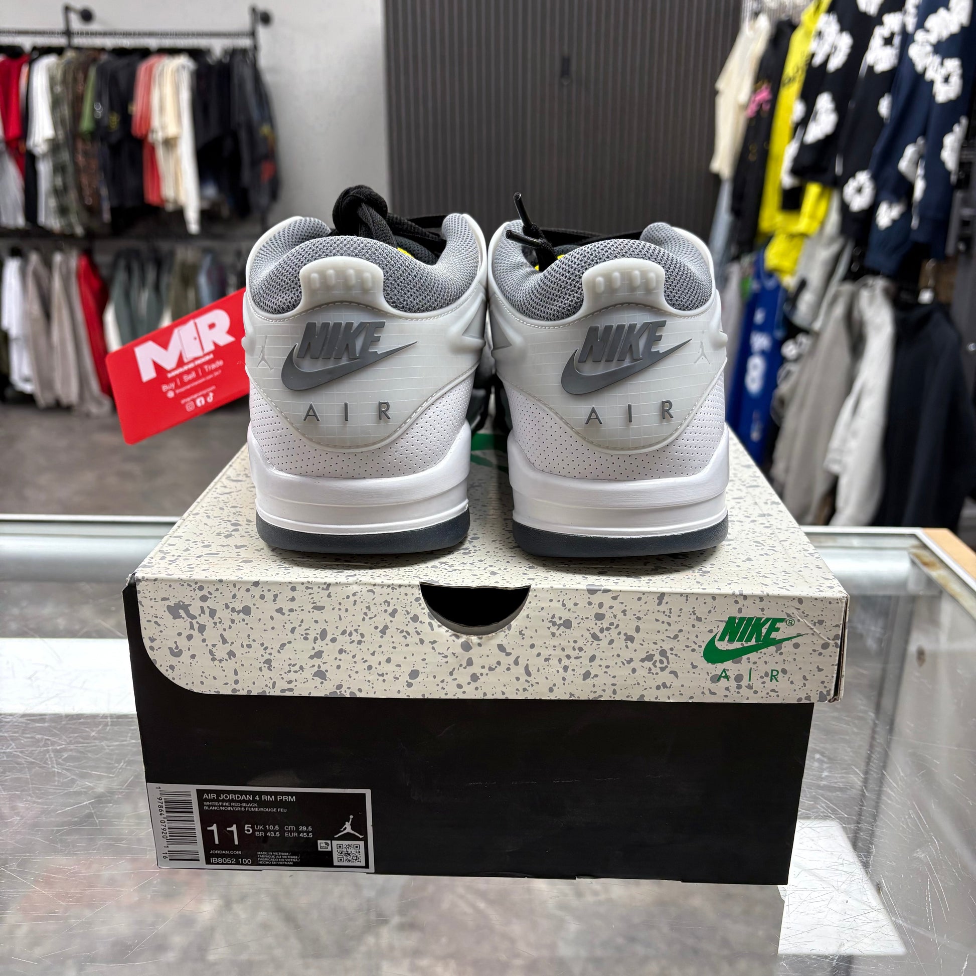 Jordan 4 RM Premium White Black Smoke Grey Fire Red