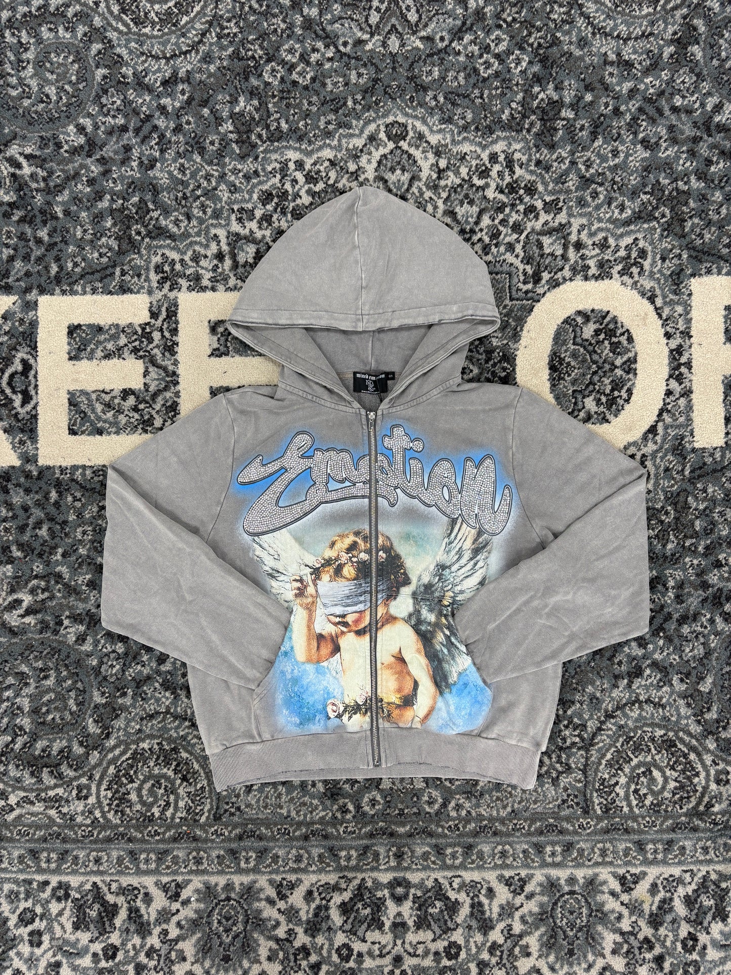 Mixed Emotion Grey Rhinestone Hoodie