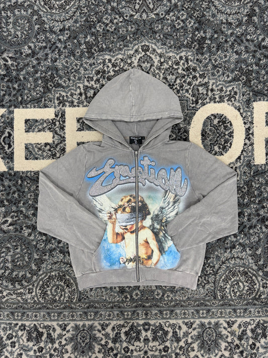 Mixed Emotions Grey Rhinestone Hoodie