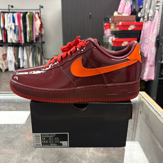 Nike Air Force 1 Low Patent Leather Dark Team Red Safety Orange