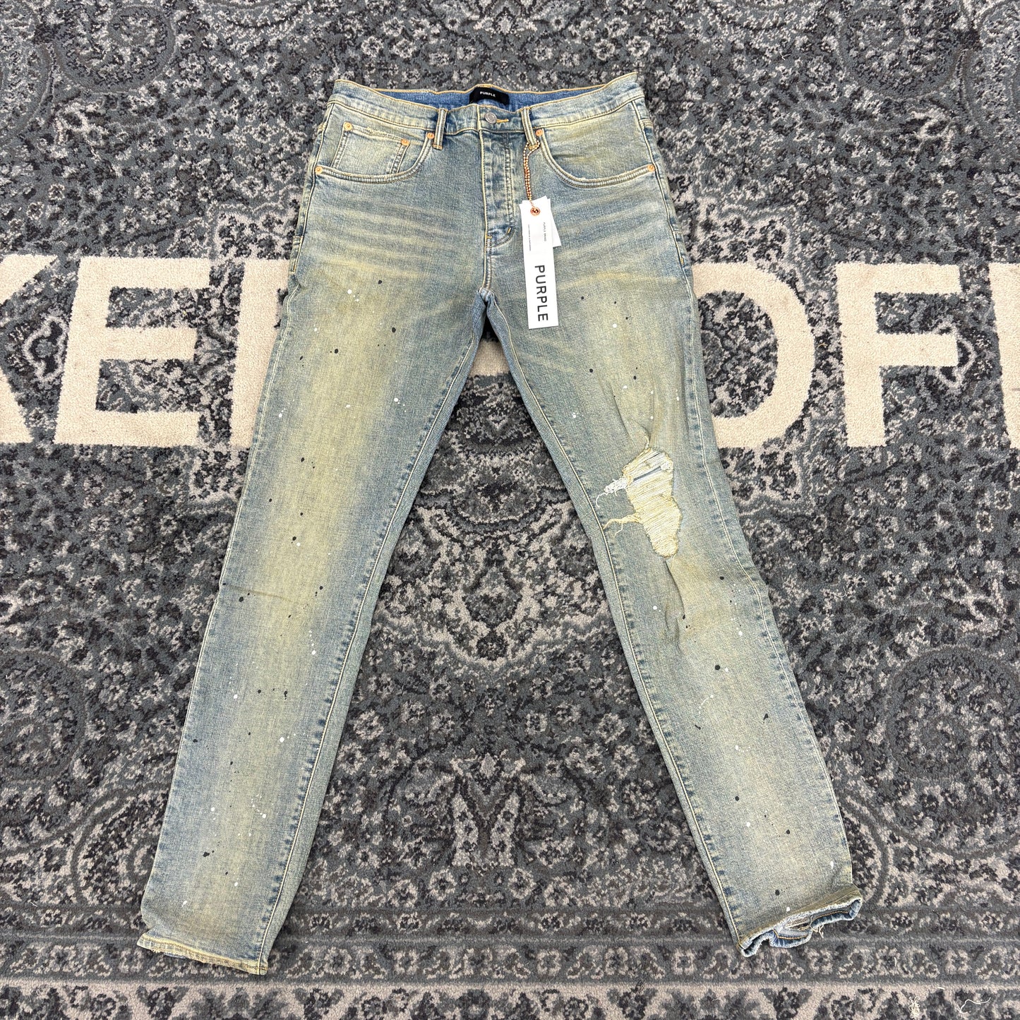 Purple Brand Purple Brand Mid Rise Destroy Paint Jeans Blue