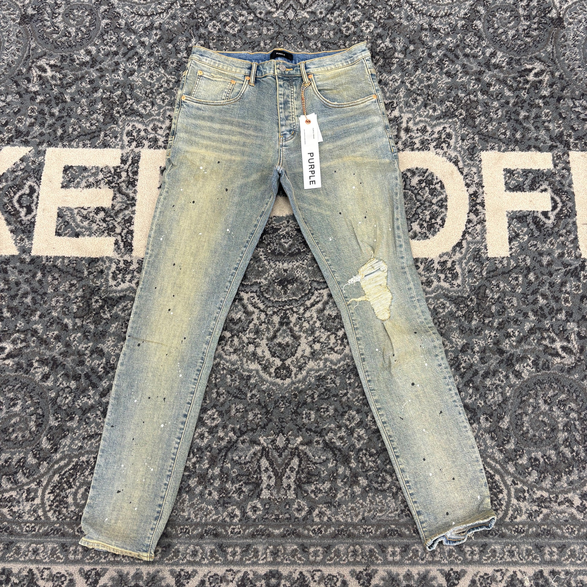 Purple Brand Purple Brand Mid Rise Destroy Paint Jeans Blue