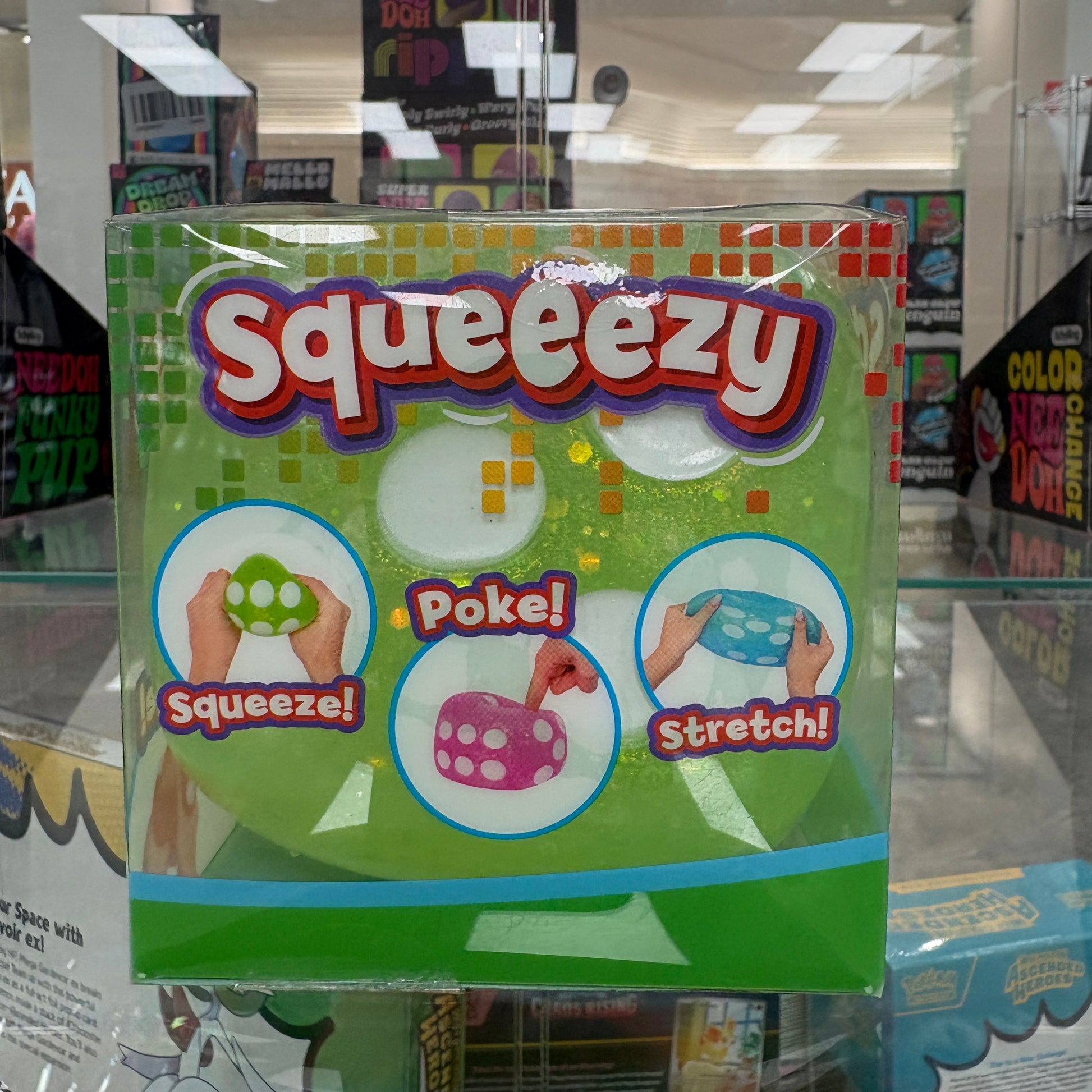 Sunny Days Entertainment Squeezy Green Glitter Dice Fidget Toy