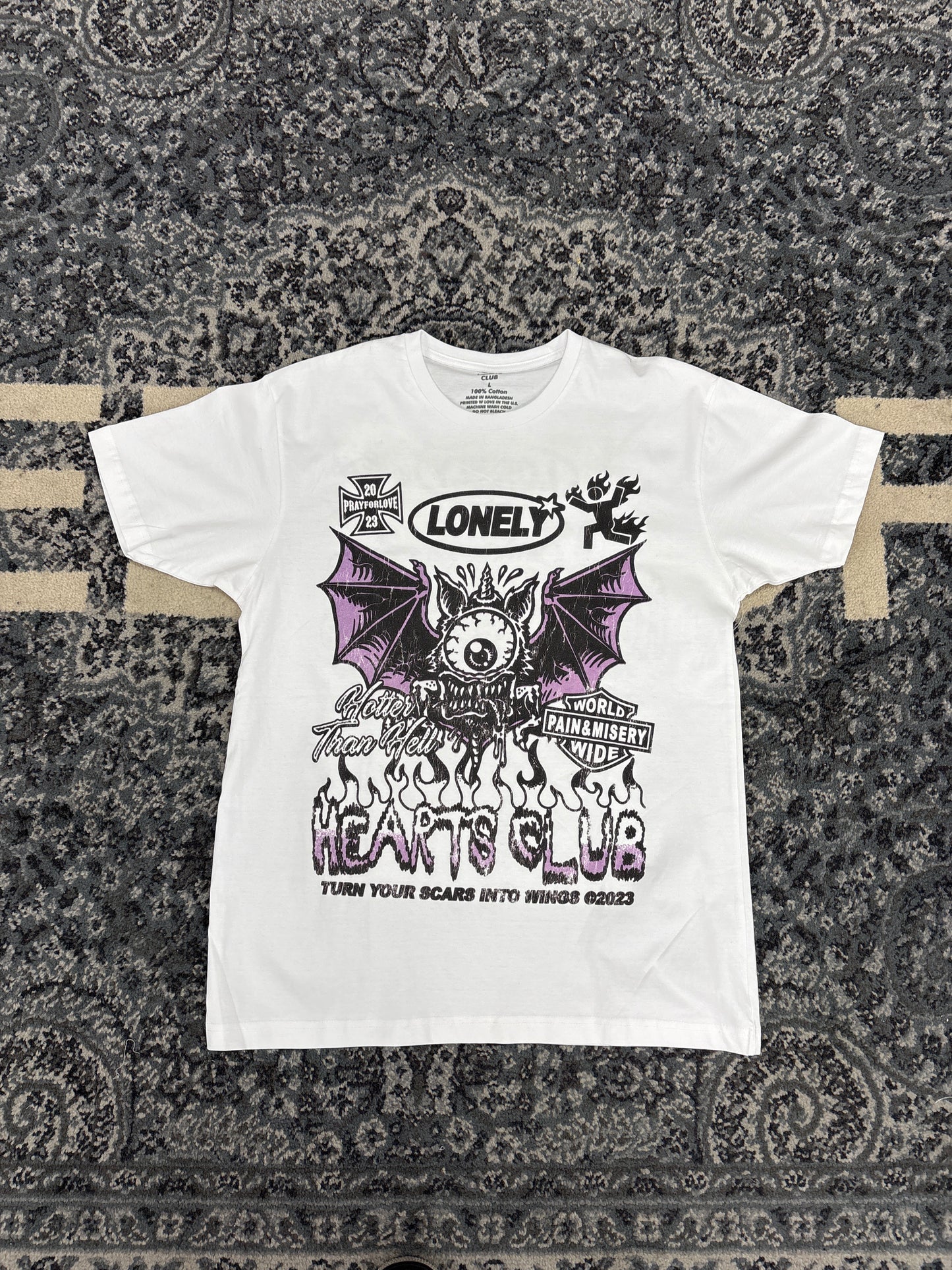 Lonely Hearts Hearts Club Tee (White Purple)