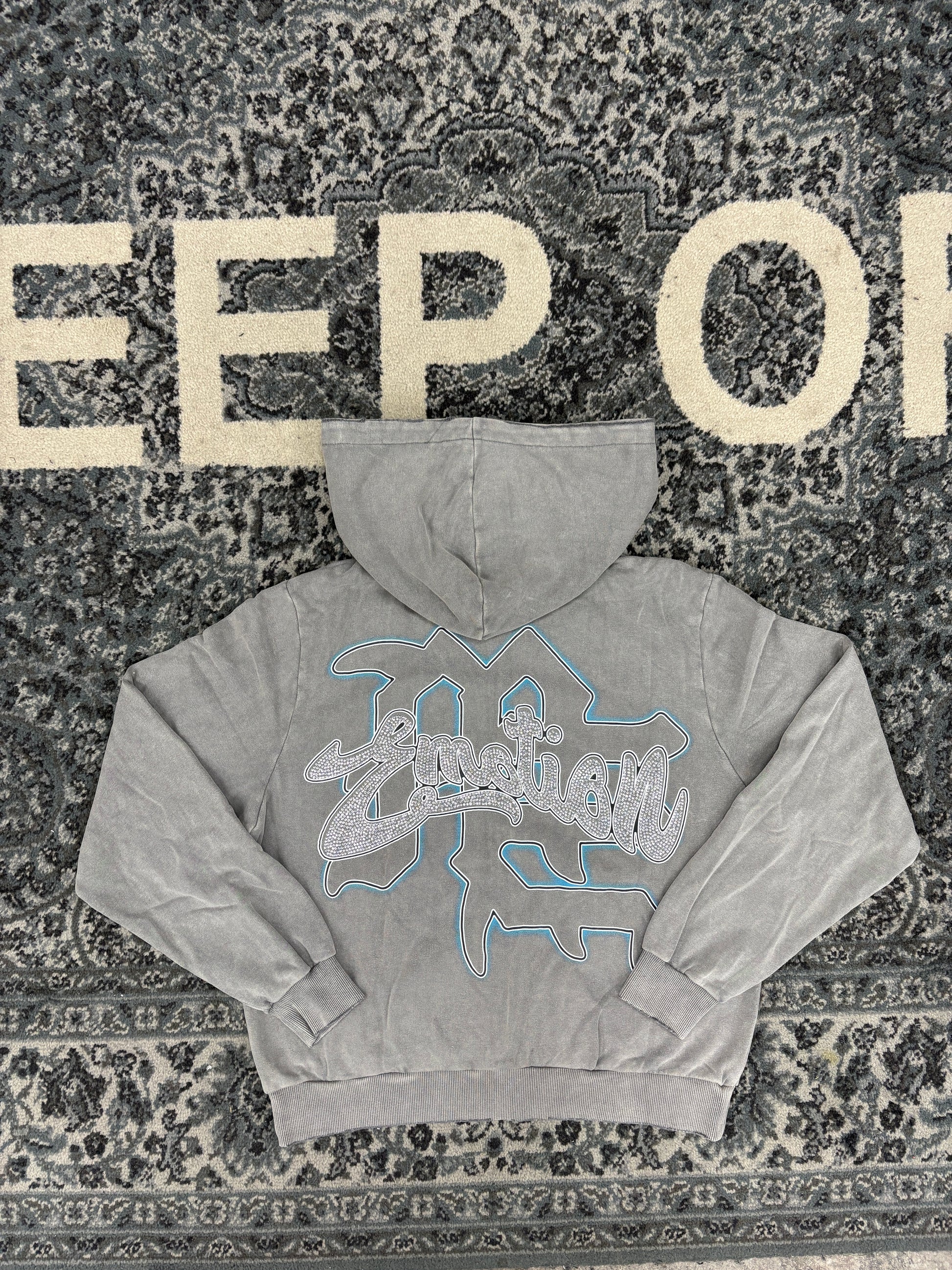 Mixed Emotion Grey Rhinestone Hoodie