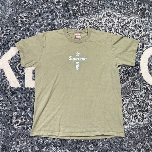 Supreme Box Logo Cross Tee Olive (S) (PREOWNED)