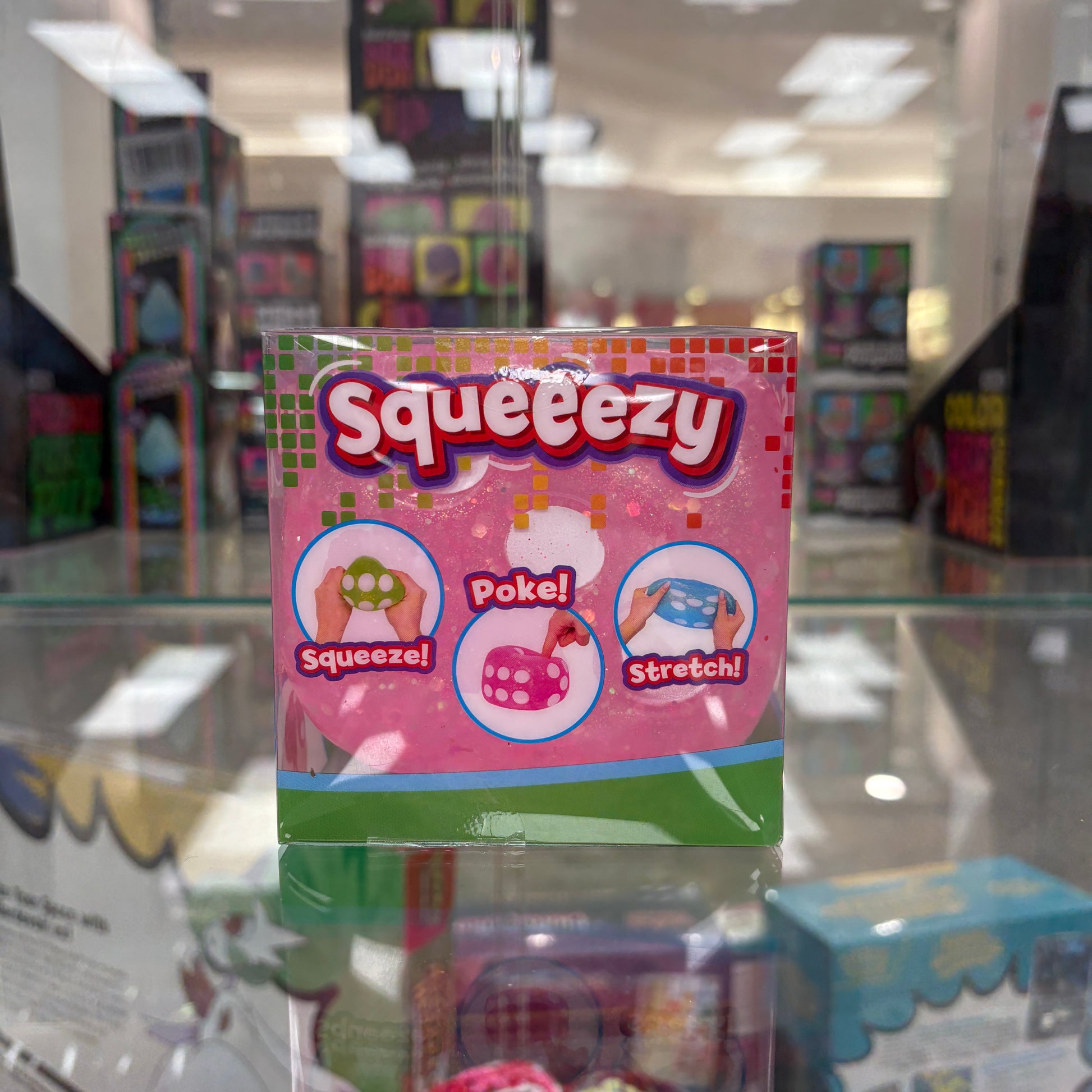 Sunny Days Entertainment Squeezy Pink Glitter Dice Fidget Toy