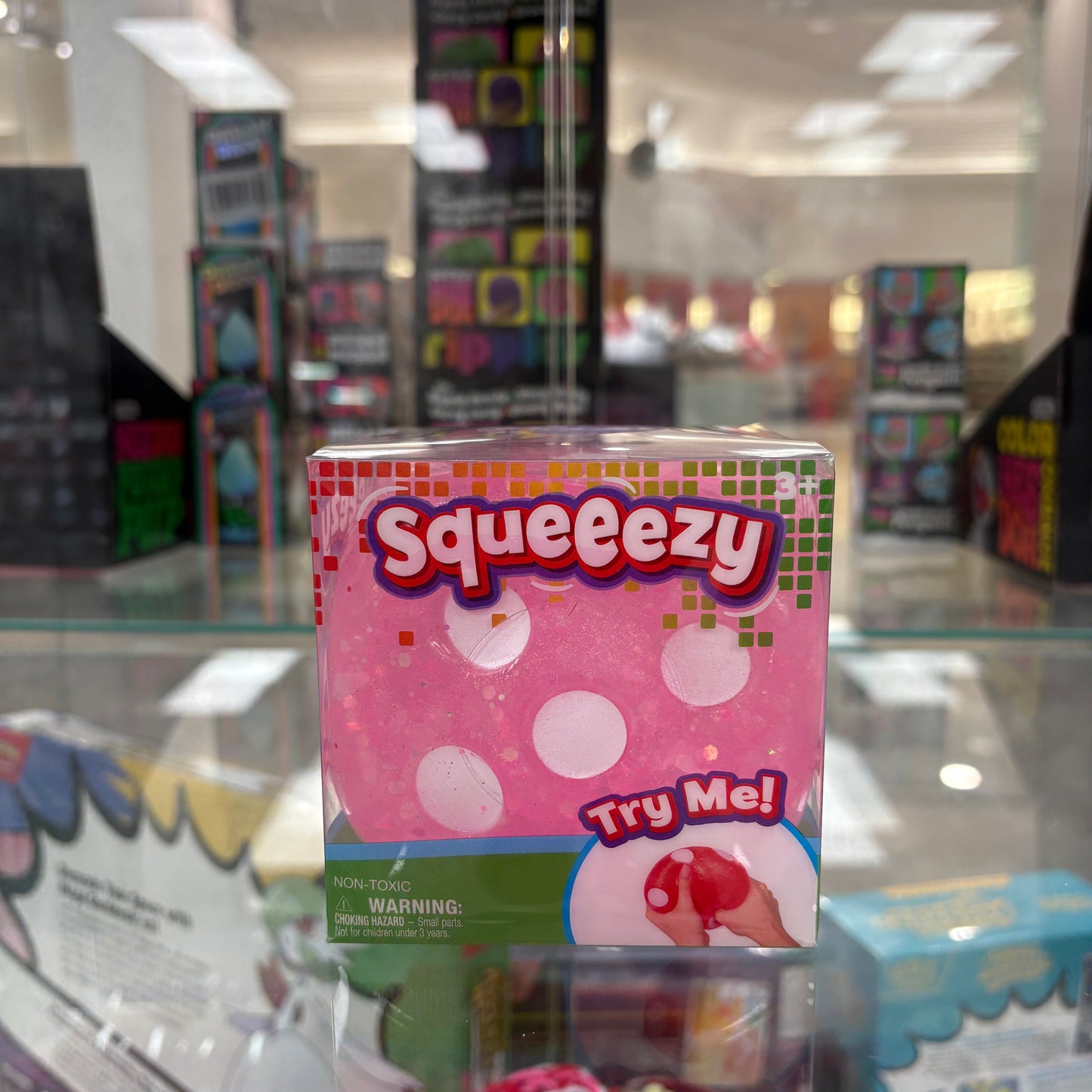 Sunny Days Entertainment Squeezy Pink Glitter Dice Fidget Toy