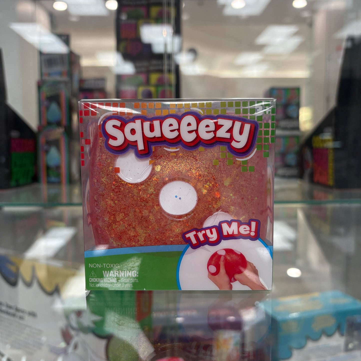 Sunny Days Entertainment Squeezy Red Glitter Dice Fidget Toy