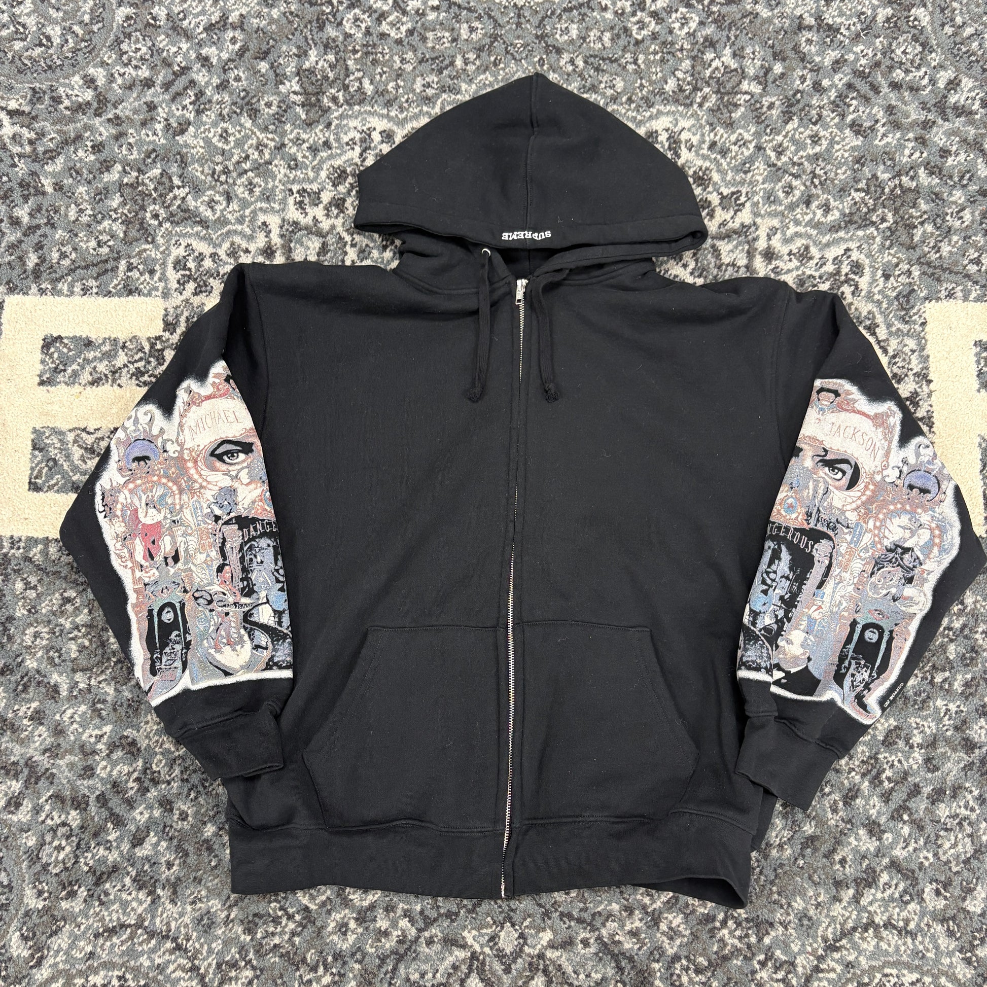 Supreme Michael Jackson Dangerous Zip Up Hooded Sweatshirt Black