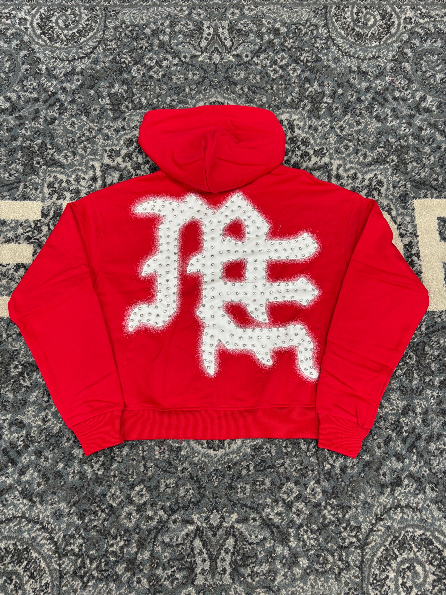 Mixed Emotions Rhinestone Hoodie Red