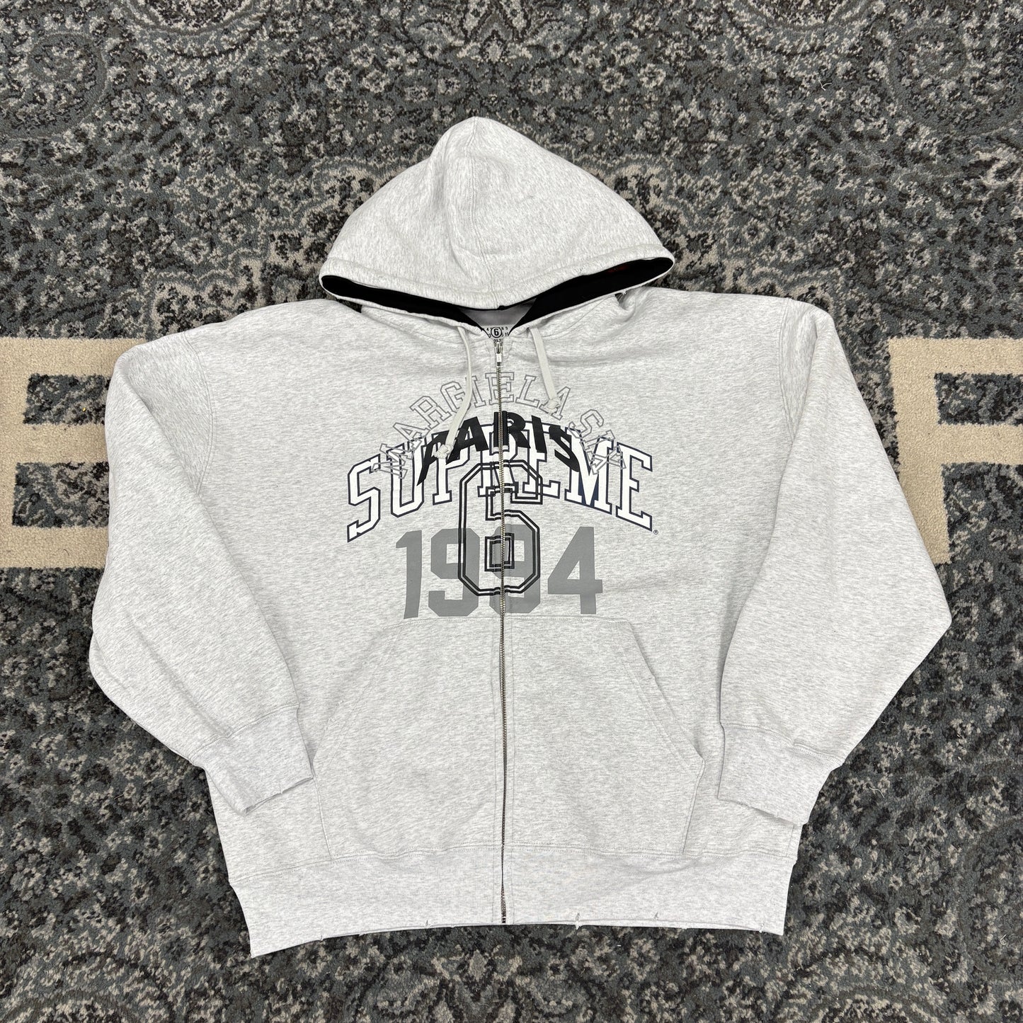Supreme MM6 Maison Margiela Zip Up Hooded Sweatshirt Ash Grey