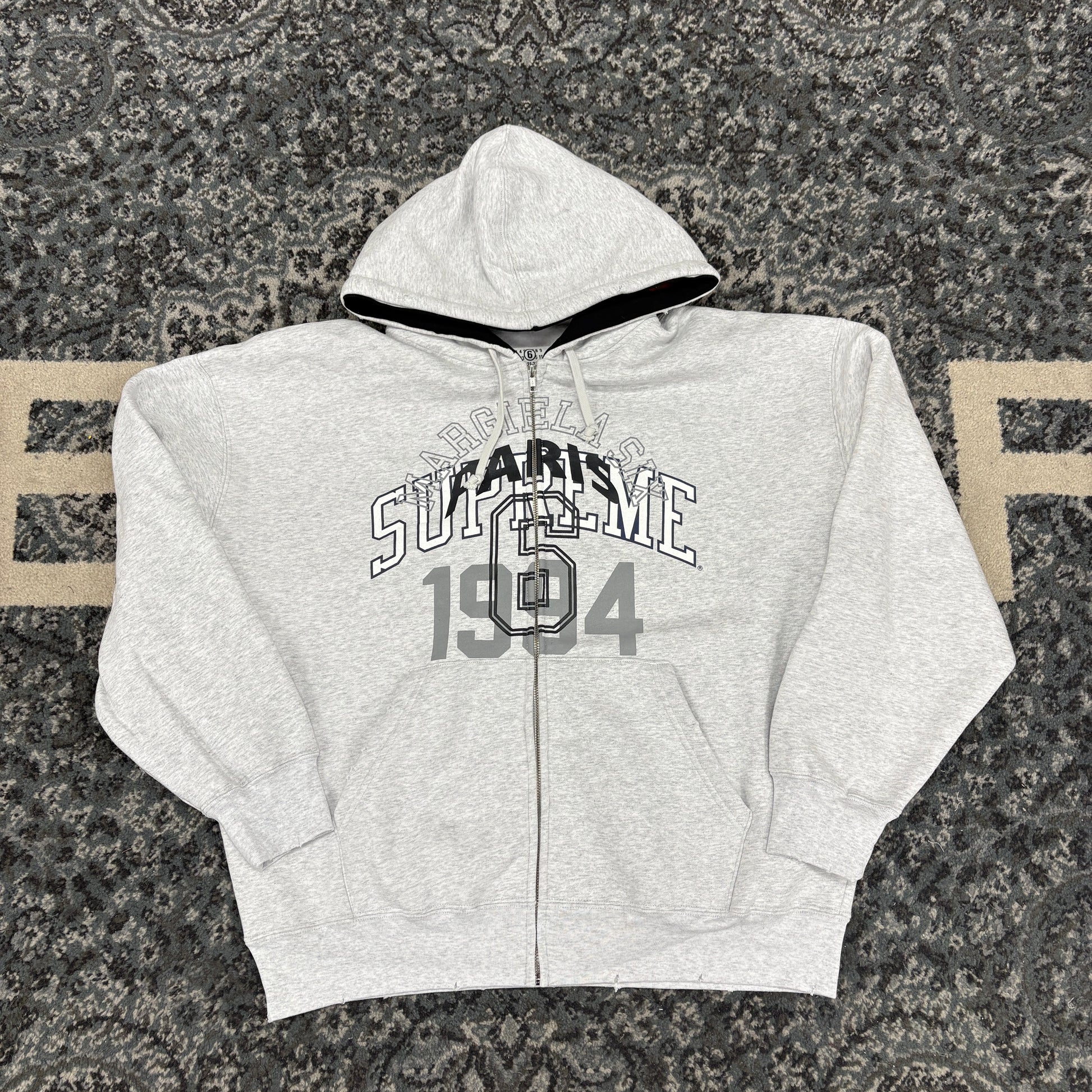 Supreme MM6 Maison Margiela Zip Up Hooded Sweatshirt Ash Grey