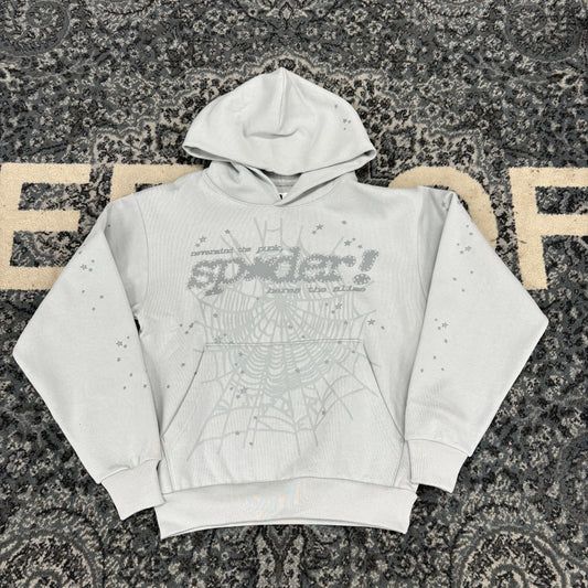 Sp5der Punk Web Hoodie Grey