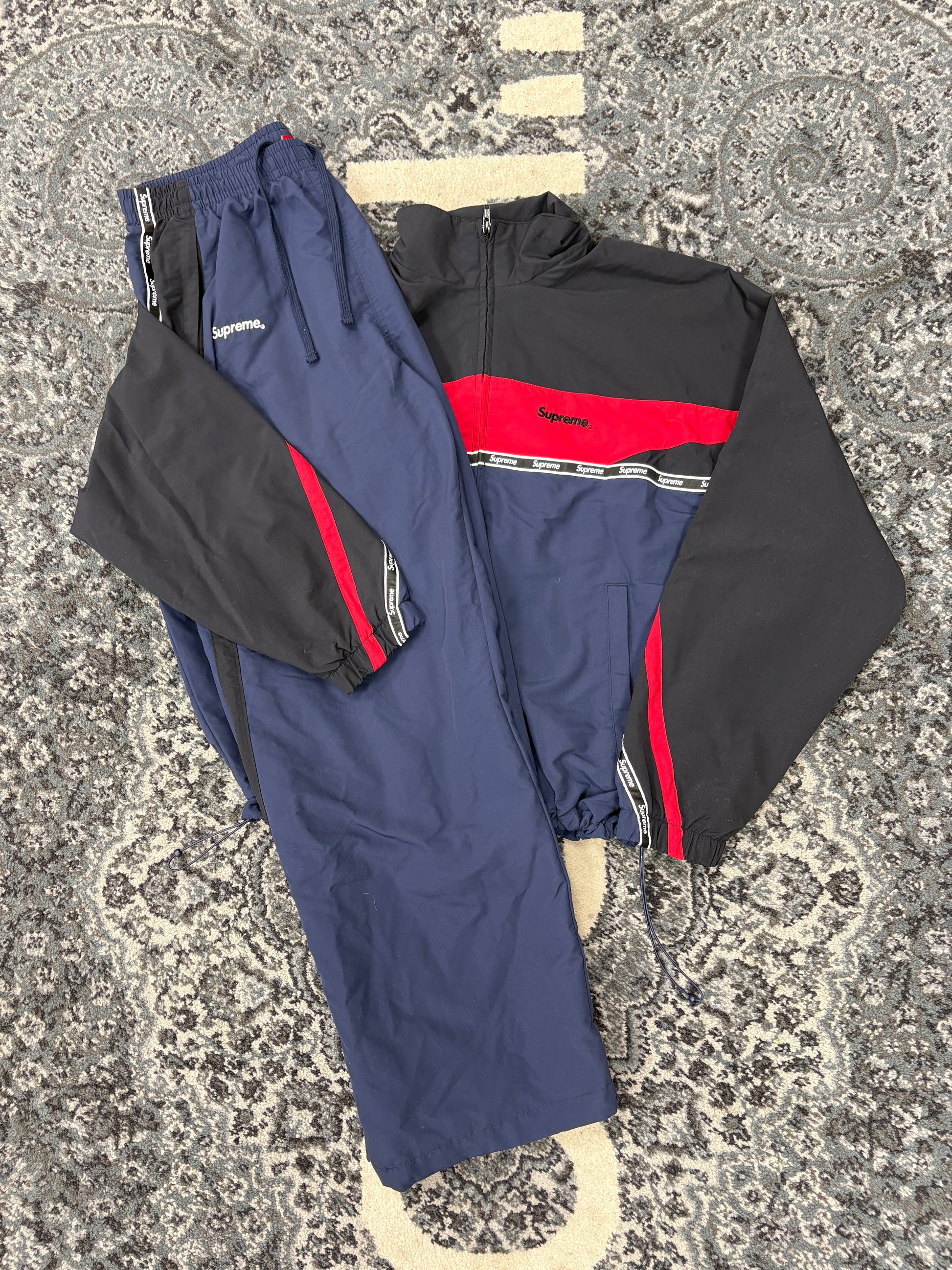 Supreme Logo Taping Track Set Jacket M Pants L
