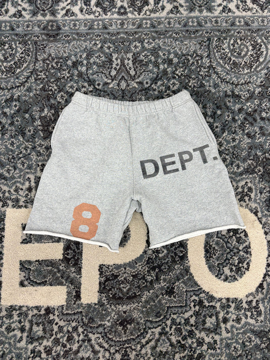 Gallery Dept. Wide-Leg Printed Distressed Cotton-Jersey Shorts Grey