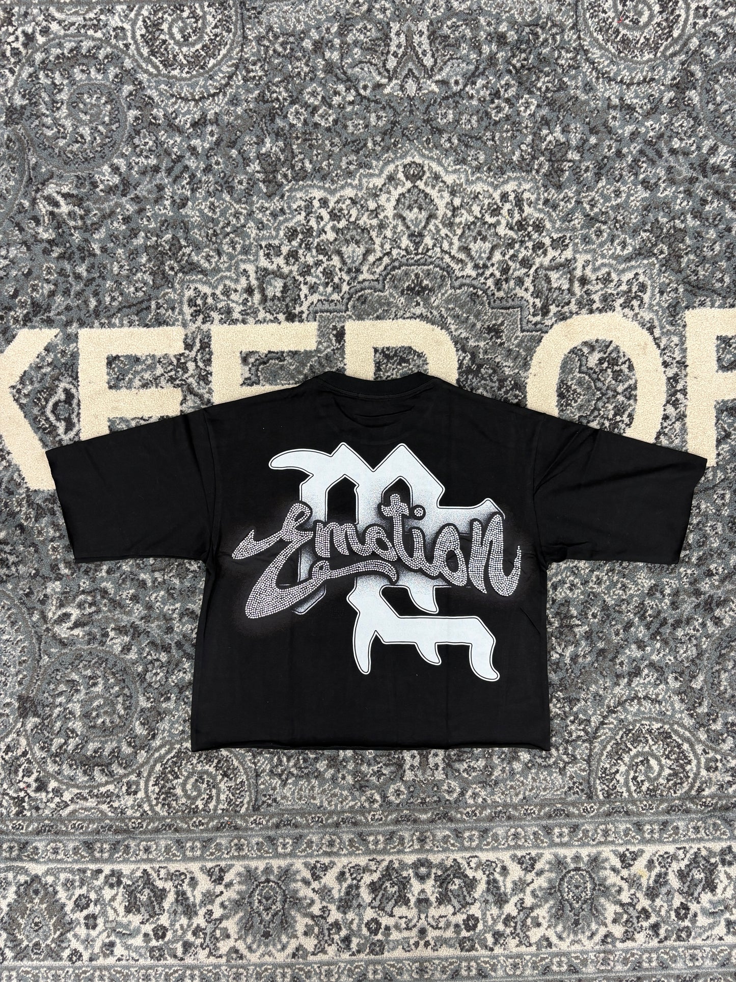 Mixed Emotions Black Rhinestone Cropped Tee