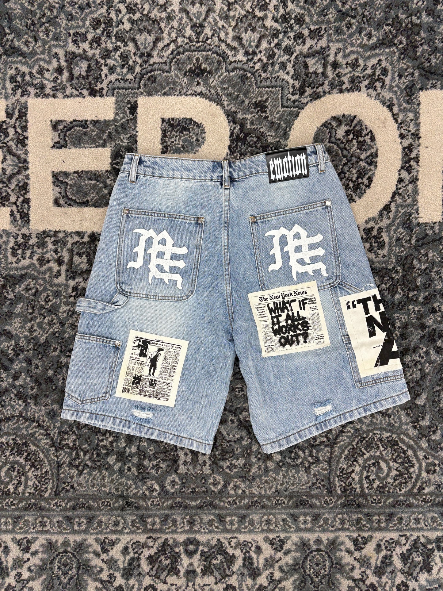 Mixed Emotions AI Denim Shorts Blue