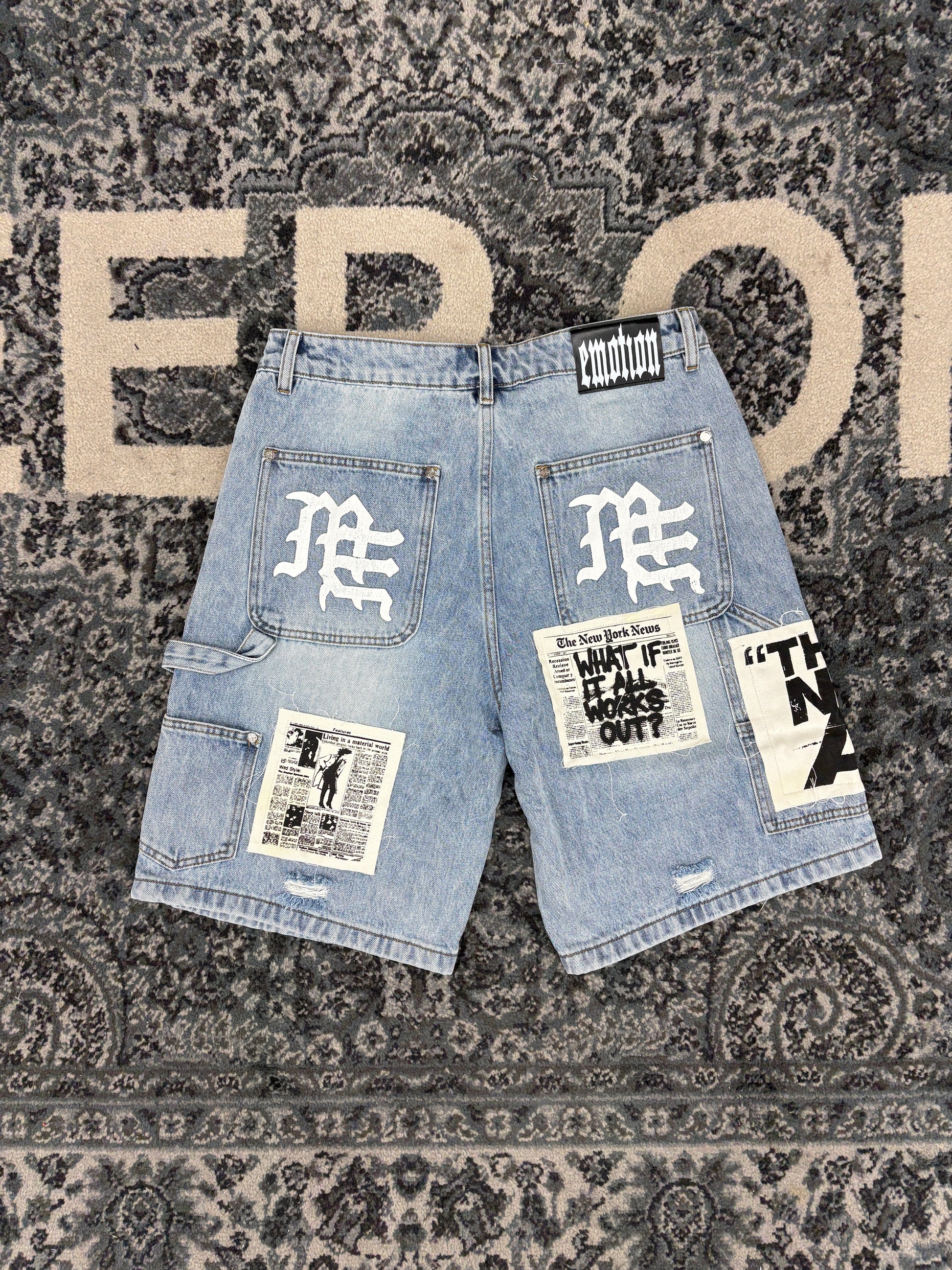 Mixed Emotions AI Denim Shorts Blue