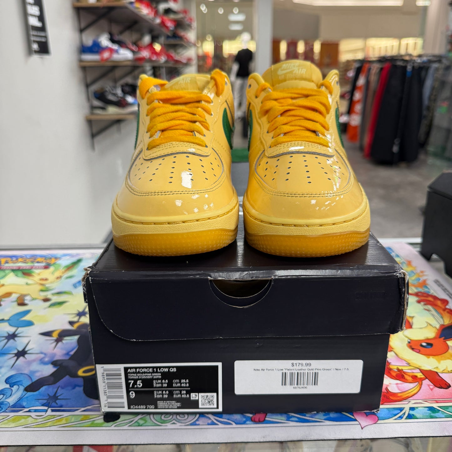 Nike Air Force 1 Low Patent Leather Topaz Gold Pine Green