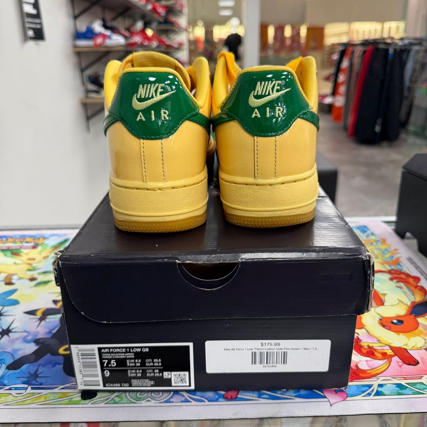 Nike Air Force 1 Low Patent Leather Topaz Gold Pine Green