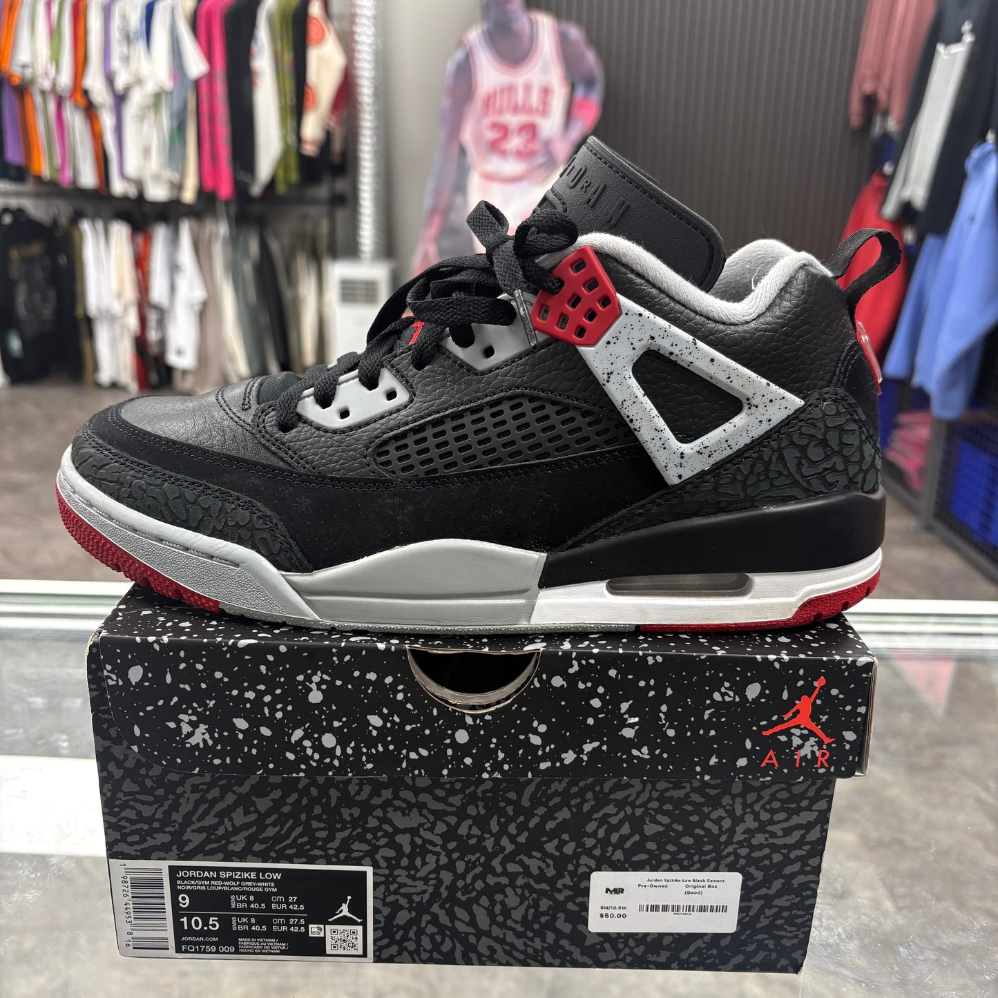 Jordan Spizike Low Black Cement