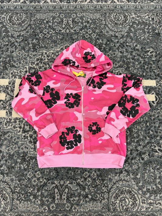 Denim Tears The Cotton Wreath Zip Sweatshirt Pink Camo