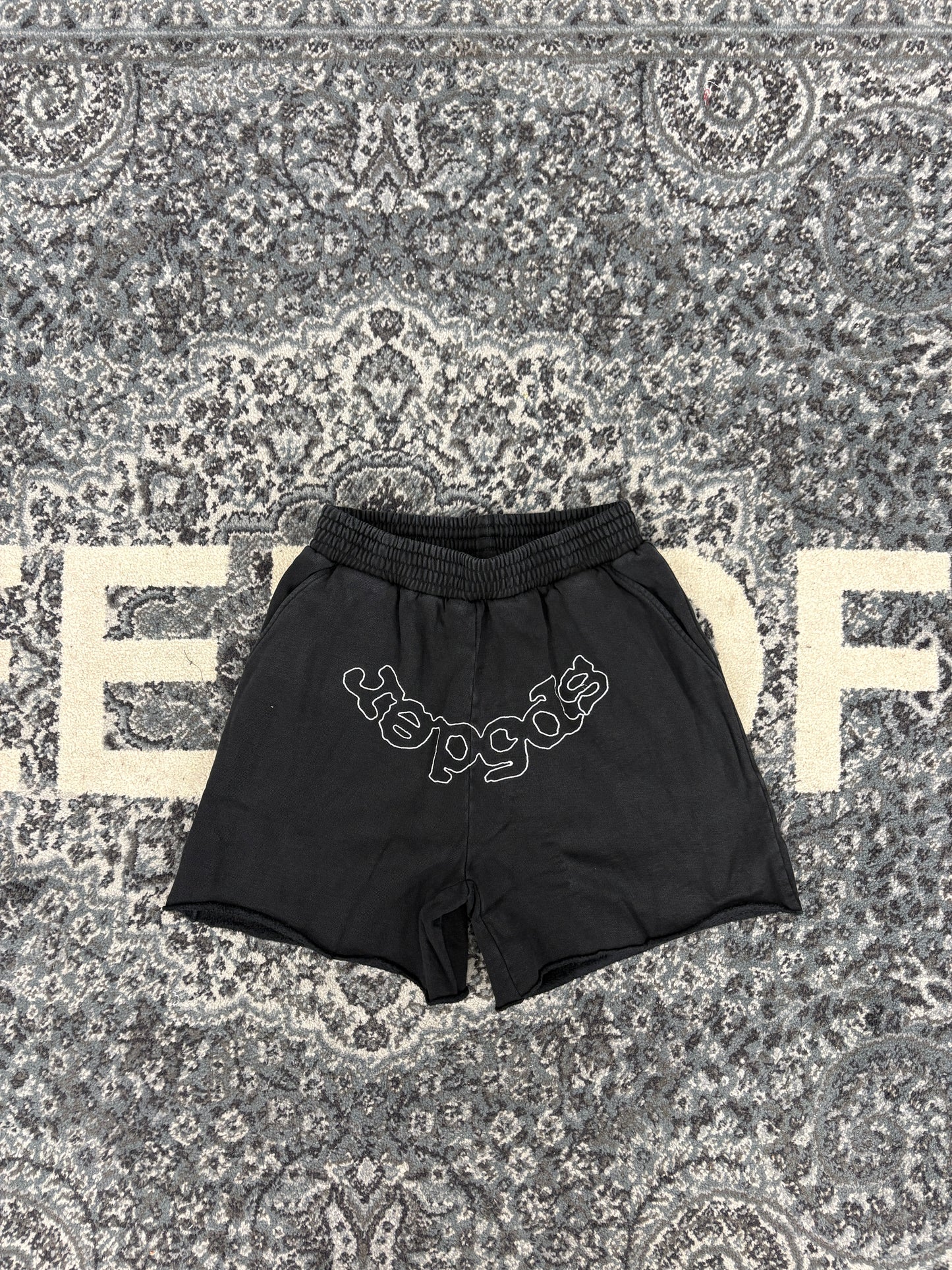 Sp5der OG Logo Embroidered Sweatshort Black