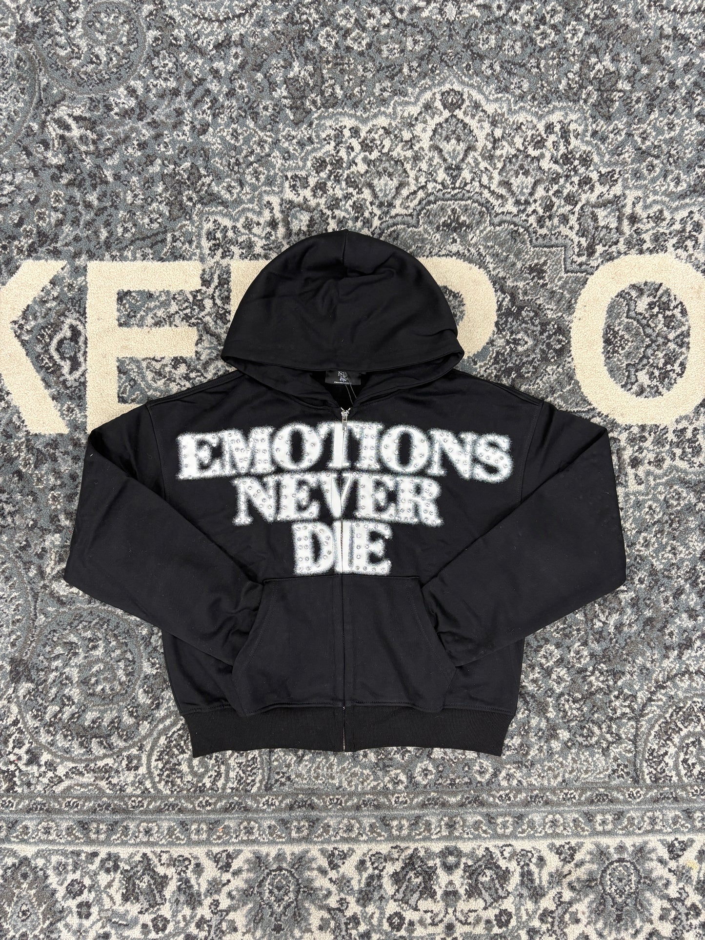 Mixed Emotions Black End Rhinestone Hoodie