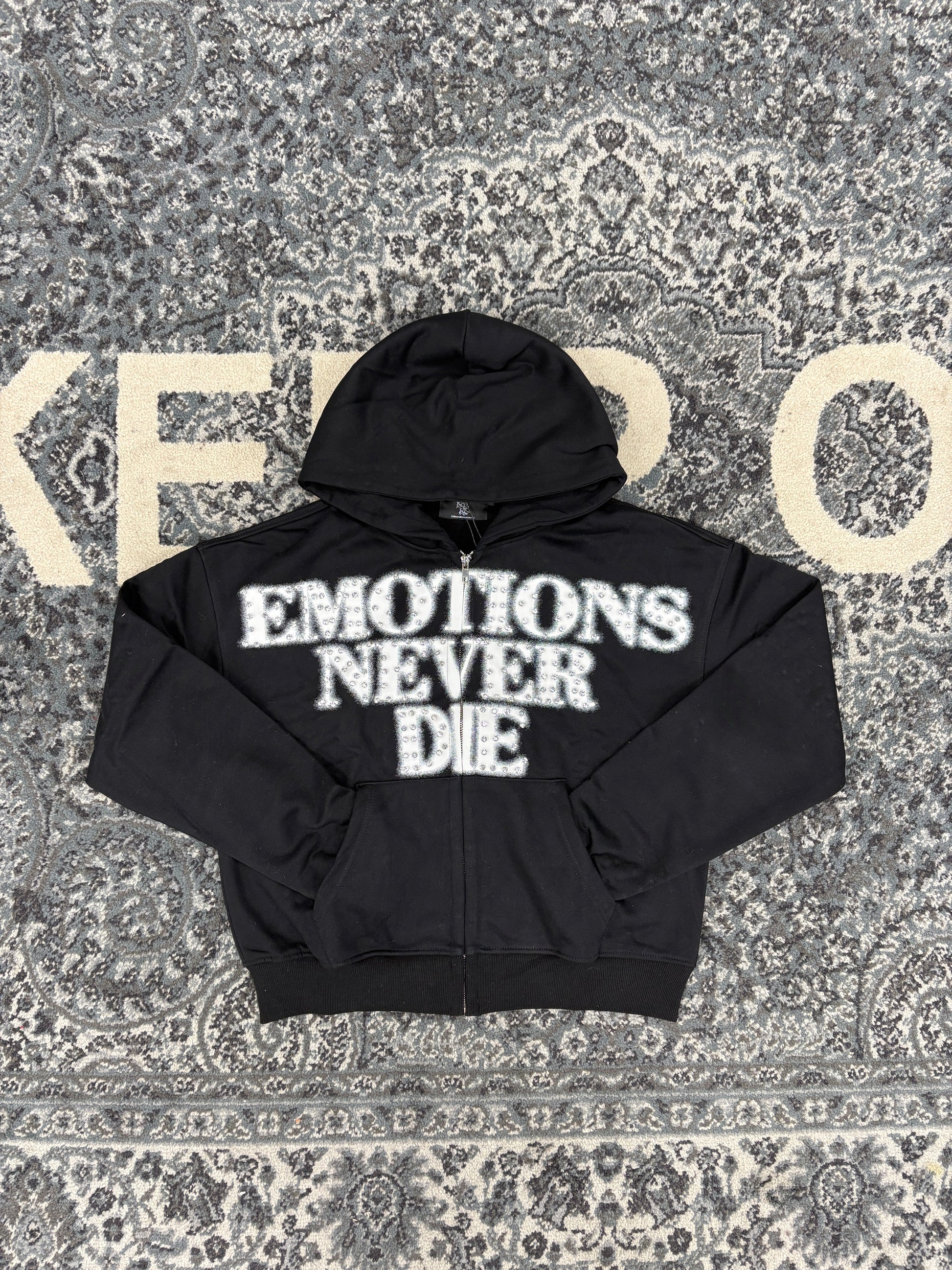 Mixed Emotions Black End Rhinestone Hoodie