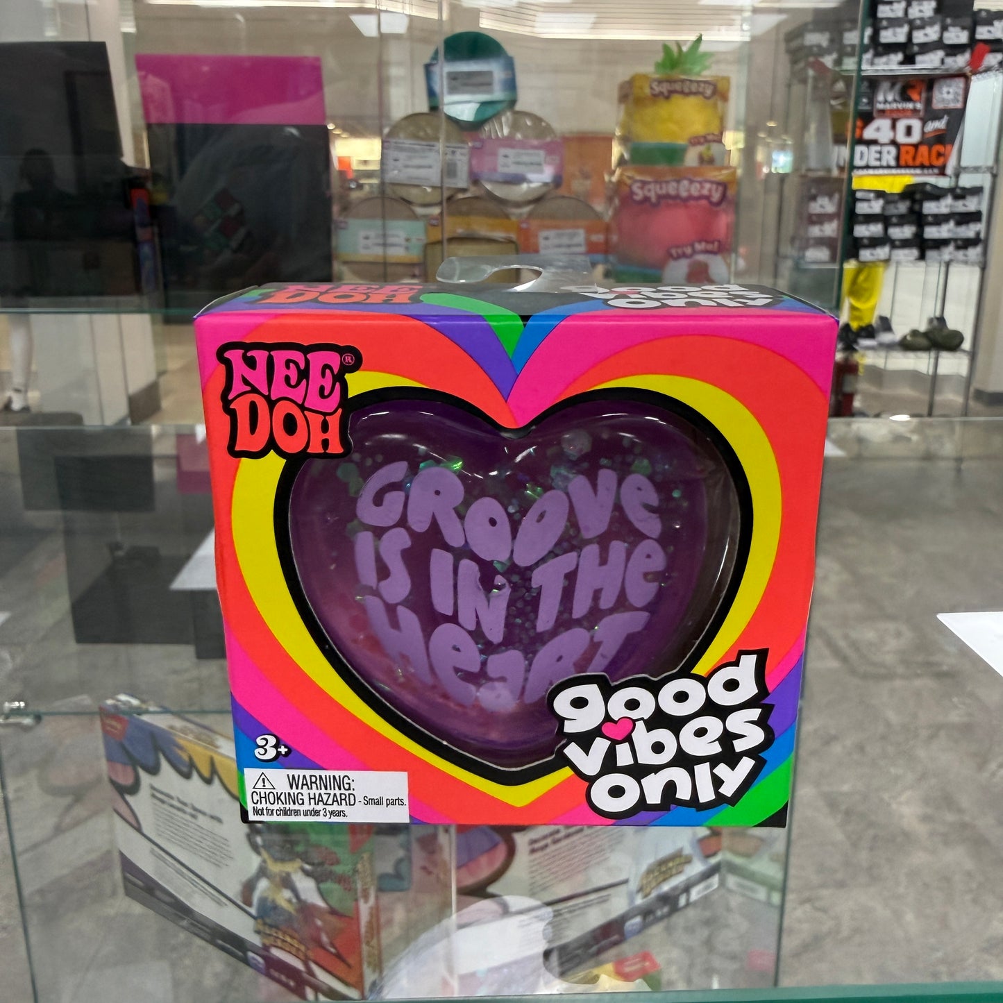NeeDoh Good Vibes Only Squishy Fidget Toy Purple (Text on Heart May Vary)