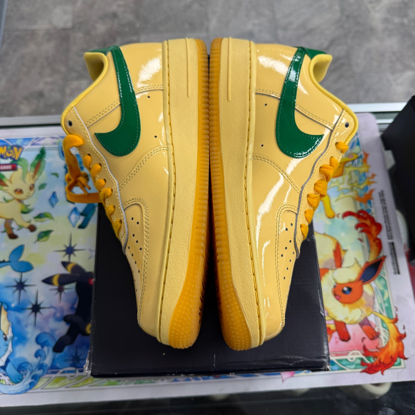 Nike Air Force 1 Low Patent Leather Topaz Gold Pine Green