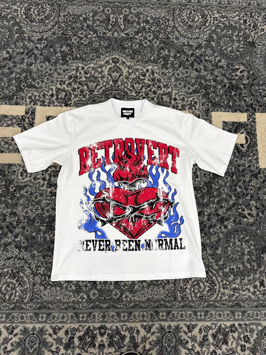 Retro Vert Never Been Normal Tee (White Red Blue)