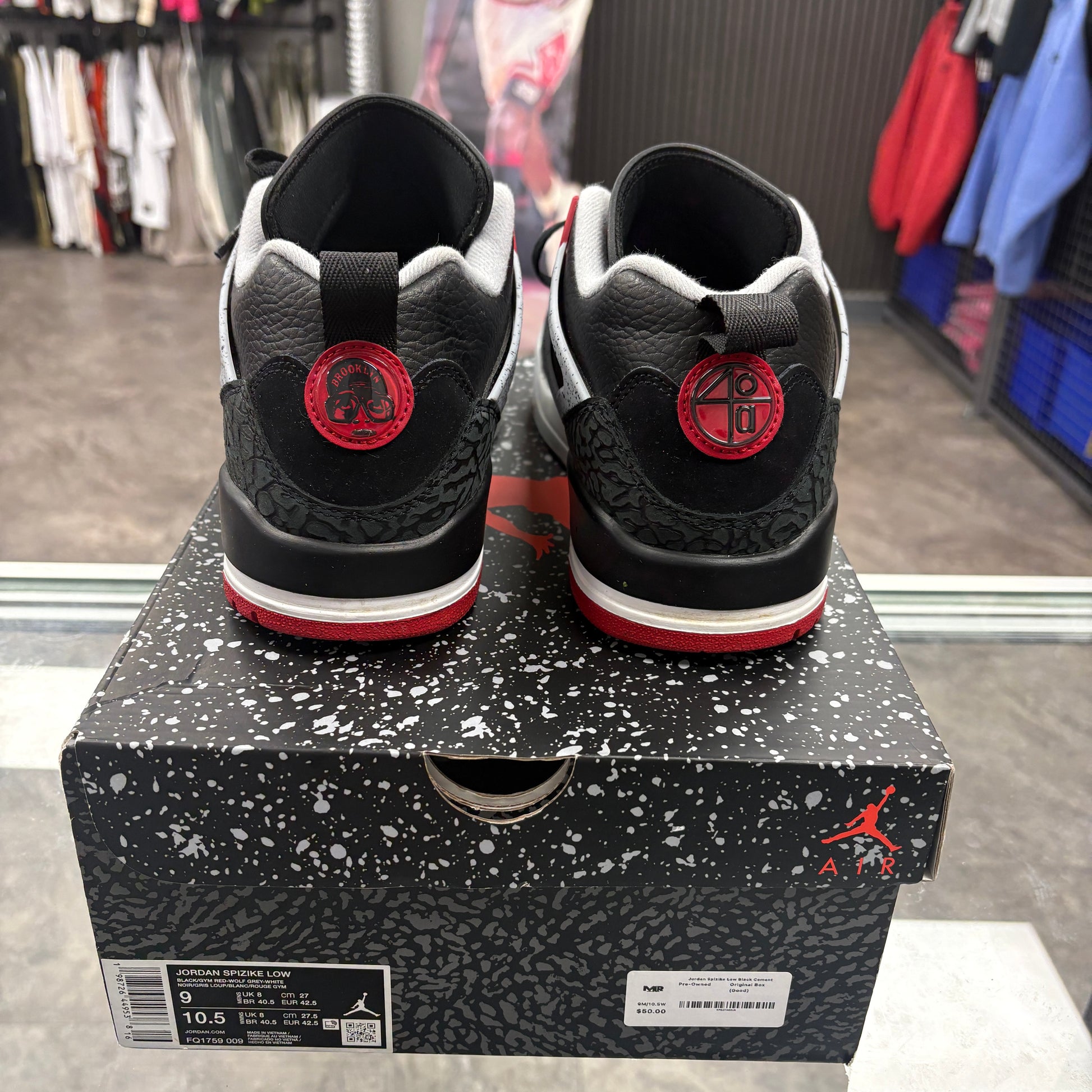 Jordan Spizike Low Black Cement