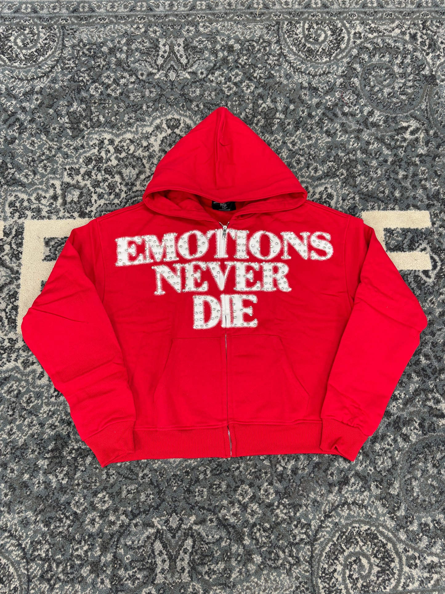 Mixed Emotions Rhinestone Hoodie Red