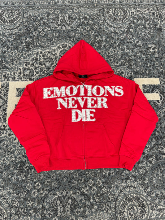 Mixed Emotions Rhinestone Hoodie Red